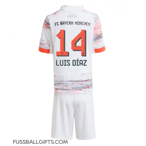 Bayern Munich Luis Diaz #14 Fußballbekleidung Auswärtstrikot Kinder 2025-26 Kurzarm (+ kurze hosen)